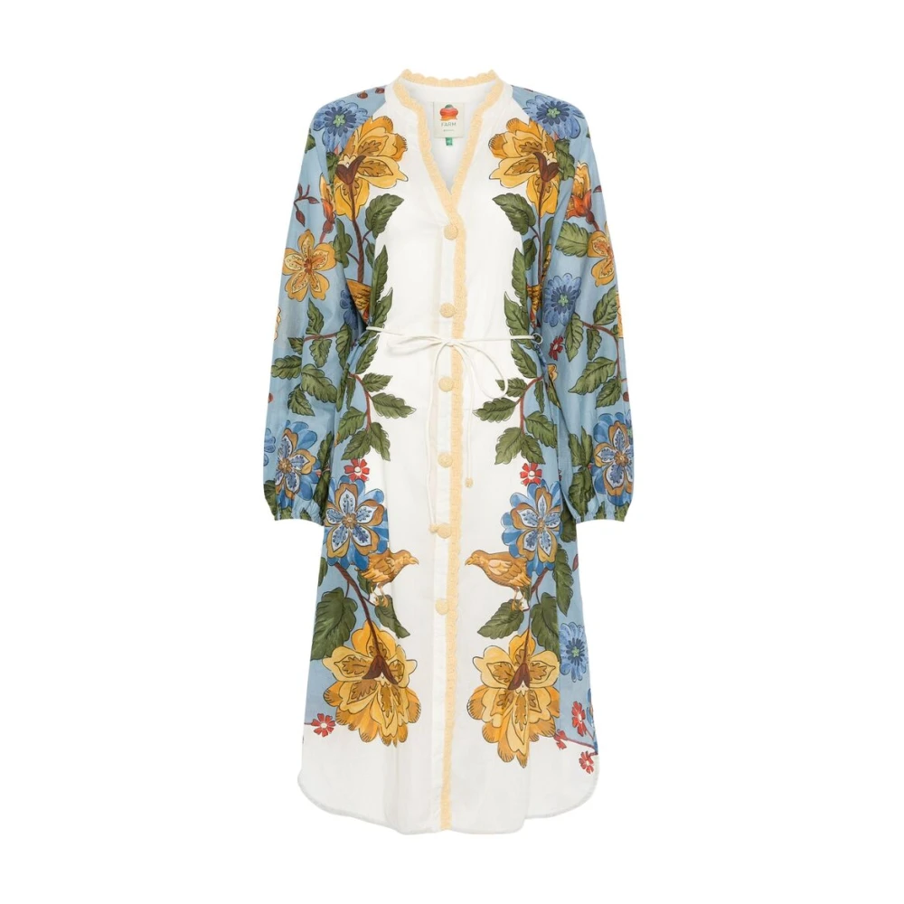Farm Rio Blauwe Button-Up Shirt met Taille Riem Multicolor Dames