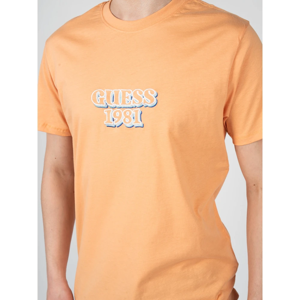 Guess Klassieke Ronde Hals T-Shirt Orange Heren