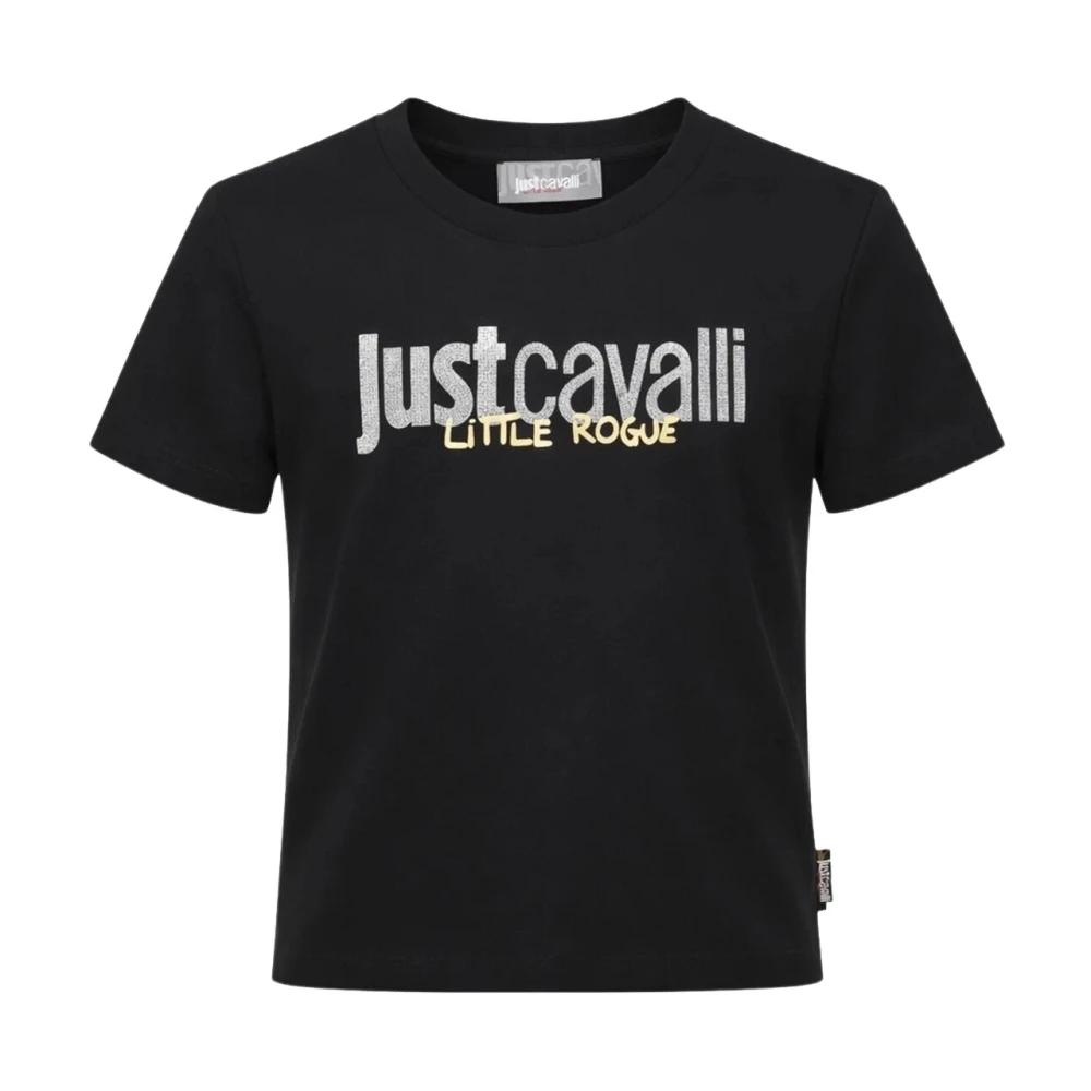 Just Cavalli Black Kids Short Sleeve T-Shirts, Unisex, 13 Y, Logo T-Shirt
