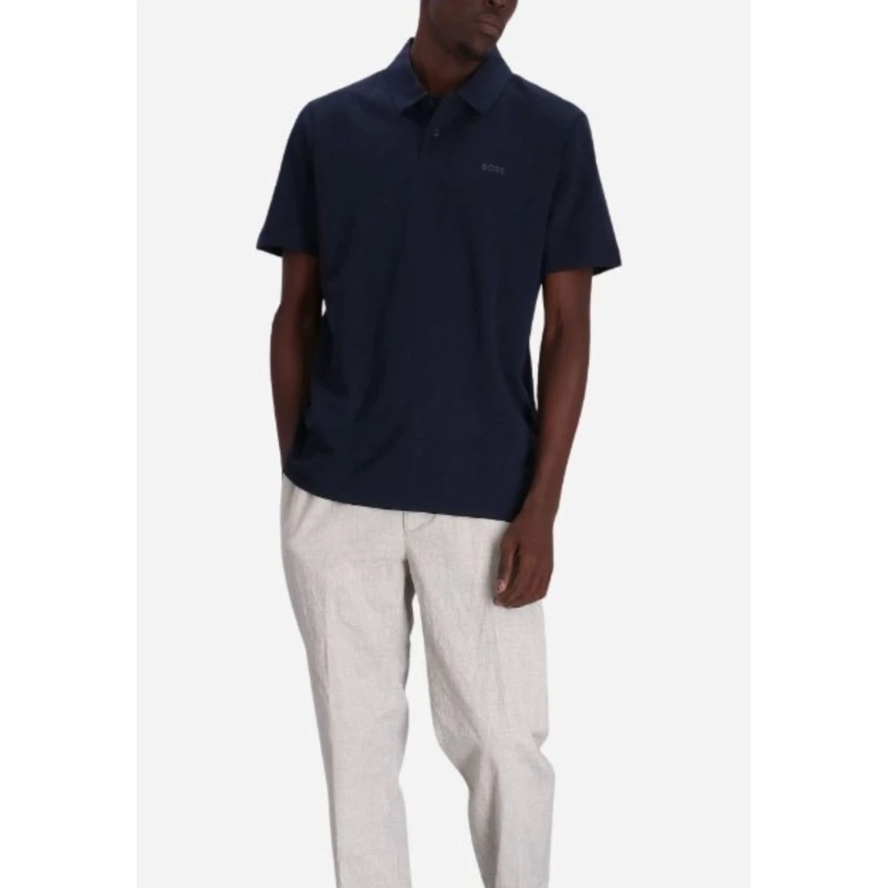 Hugo Boss Heren Slub Polo Shirt Blue Heren
