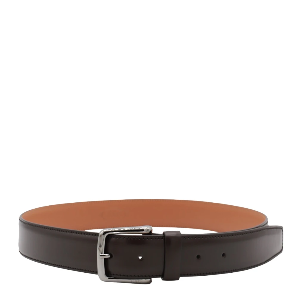 TOD'S Bruin Leren Vierkante Gesp Riem Brown Heren
