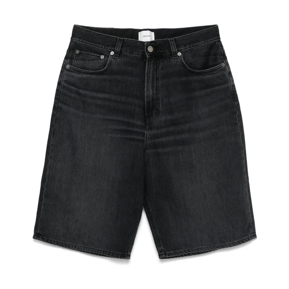 Haikure Zwarte Denim Shorts Klassieke Stijl Black Heren