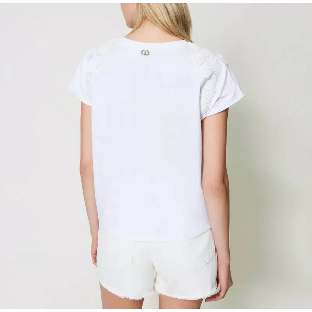 Twinset Bloemen Patch T-shirt White Dames