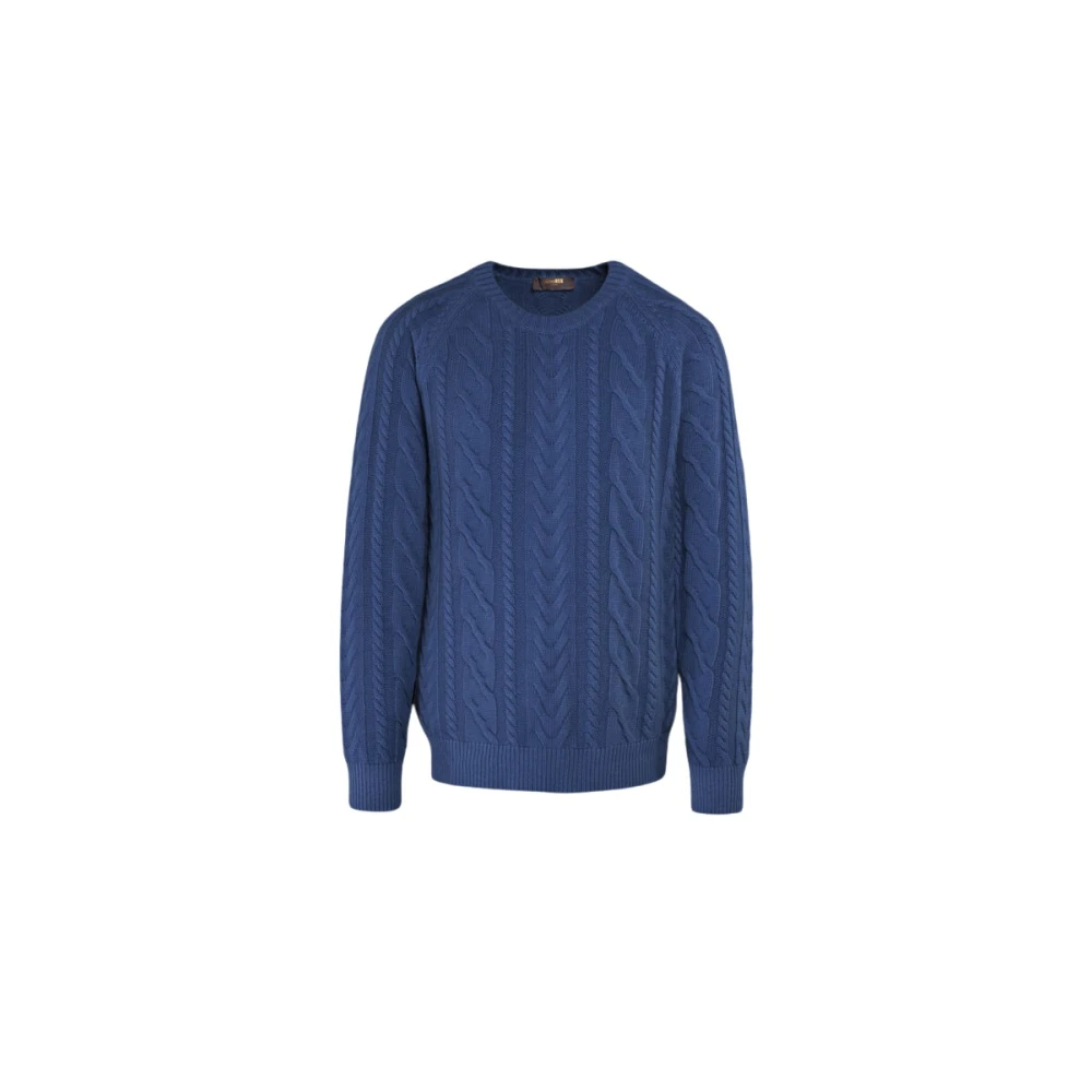 Moorer Luxe Crew Neck Sweater Blue Heren