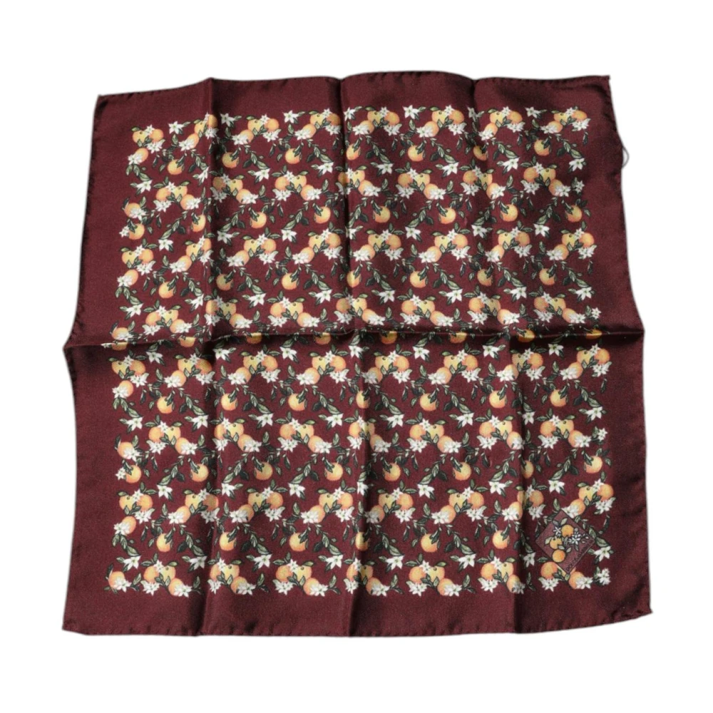Dolce & Gabbana Men's Brown Luxurious Maroon Silk Handkerchief Scarf - Silk Scarves - One Size- Accessories