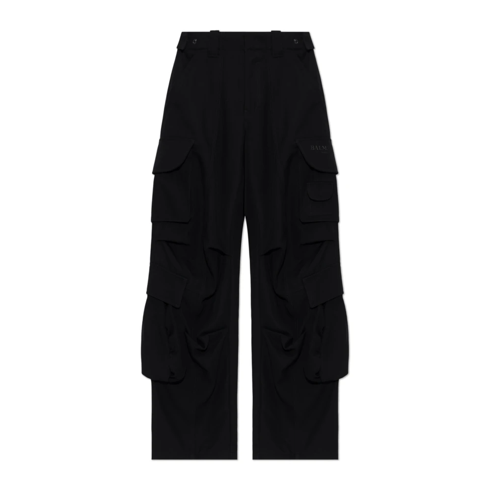 Balmain Uomo Nero Pantaloni Cargo In Serge Di Lana - Immagine 2