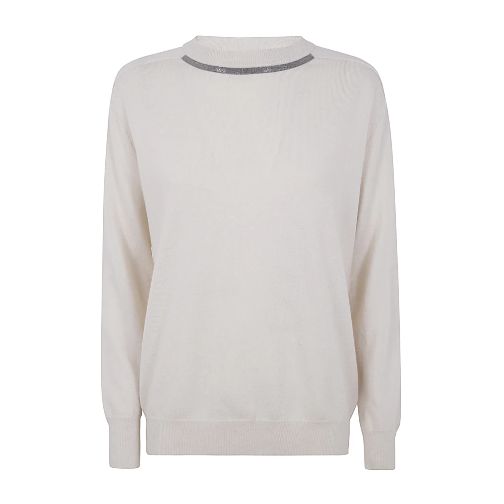 BRUNELLO CUCINELLI Boter Ronde Hals Trui White Dames