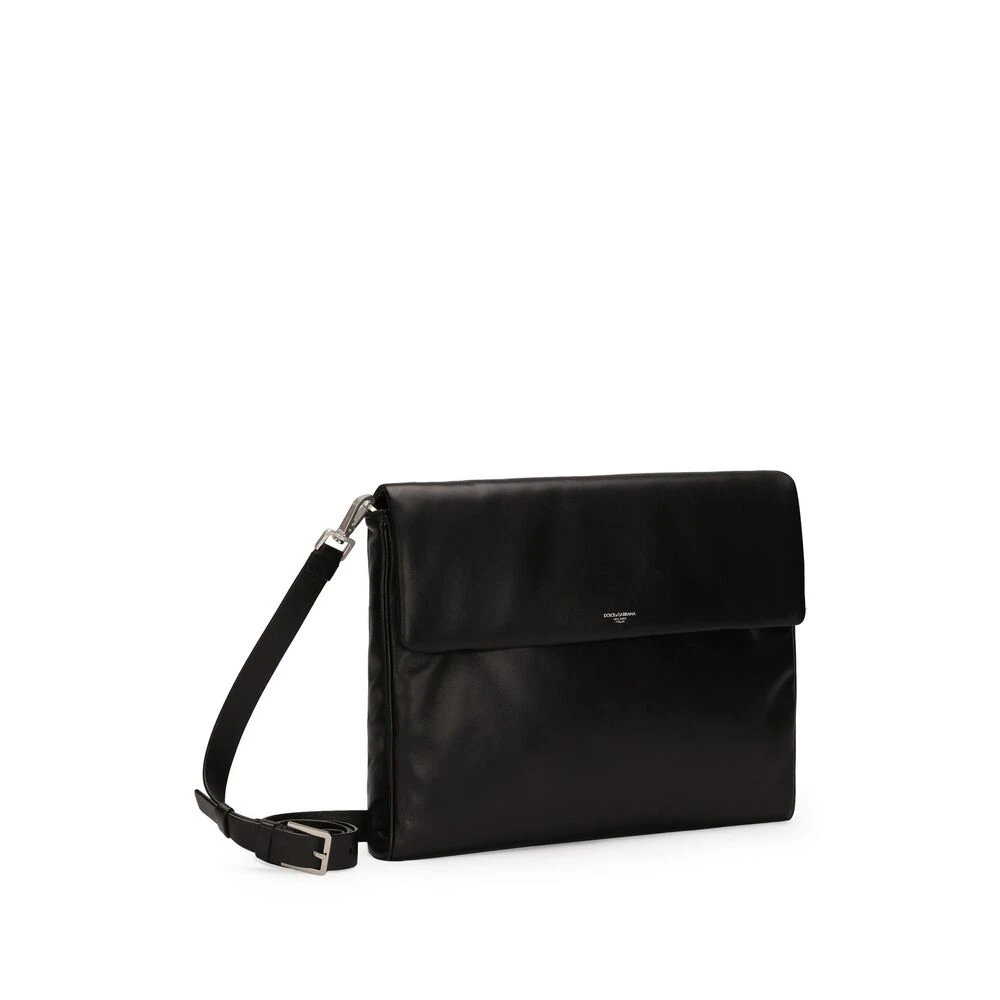 Dolce & Gabbana Zwart lederen logoprint polsband Black Heren