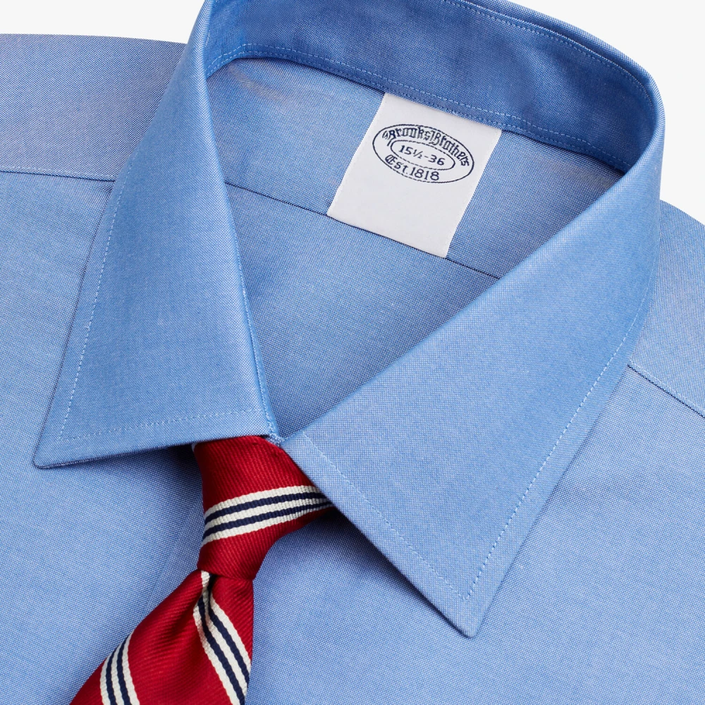 Brooks Brothers Regular Fit Non-Iron Stretch Supima Katoenen Pinpoint Oxford Overhemd met Ainsley Kraag Blue Heren