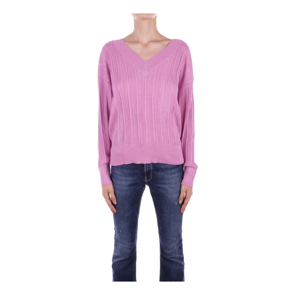Liu Jo Lila Sweater Metallic Draad Collectie Purple Dames