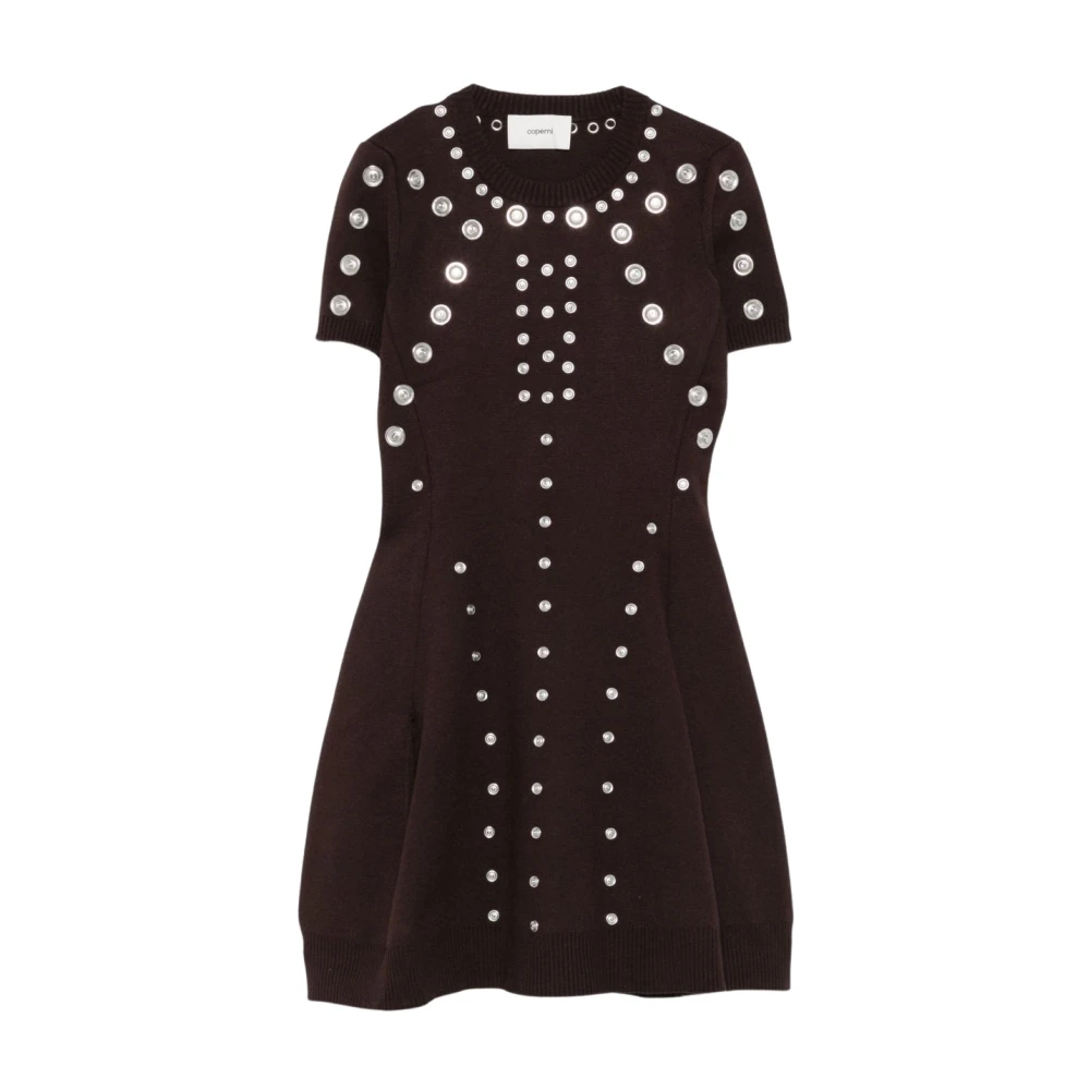 Coperni Women's Brown Short Dress With Metallic Decorations - Short Dresses - S - Dresses