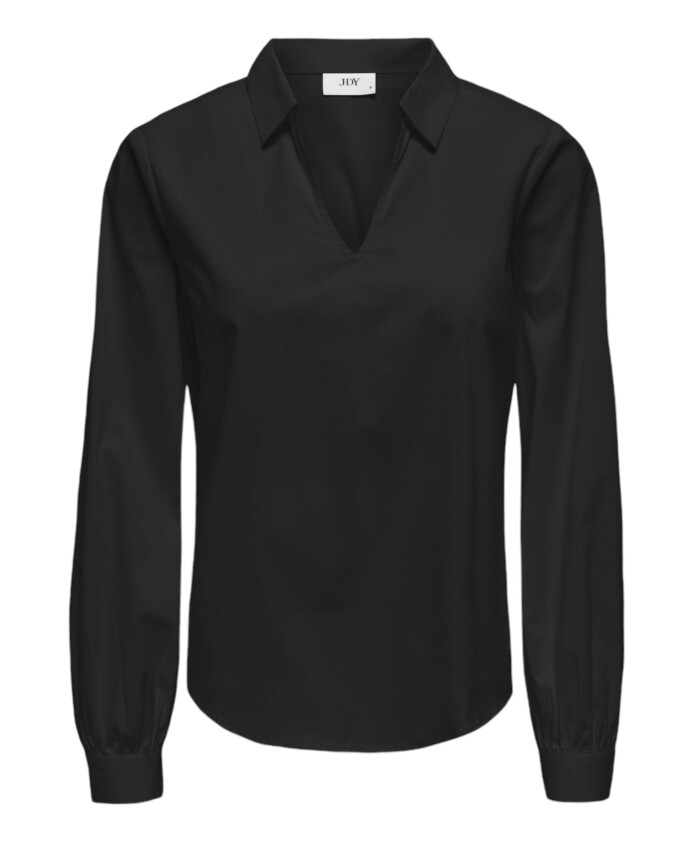 chemise-noire-col-v-manches-longues