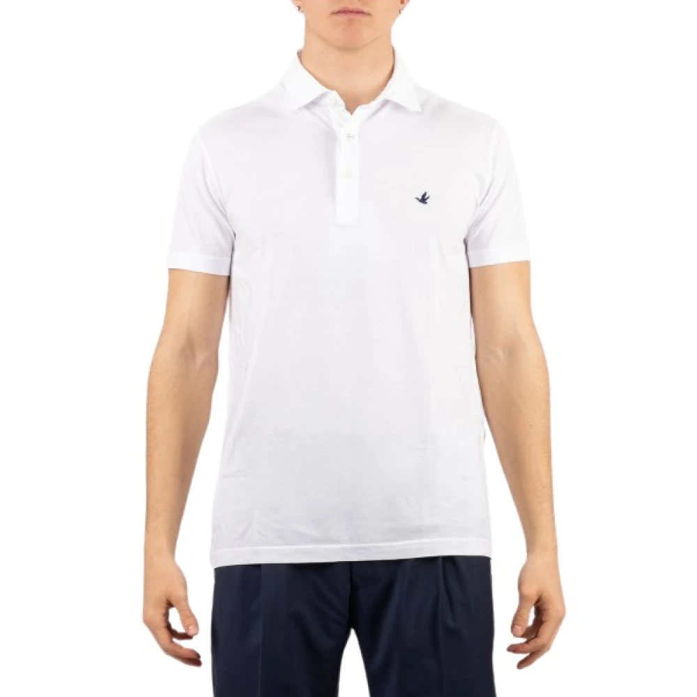 Brooksfield Mannelijk Wit Tops Heren, M, Katoen, Polo Shirt Van Katoenpiqué