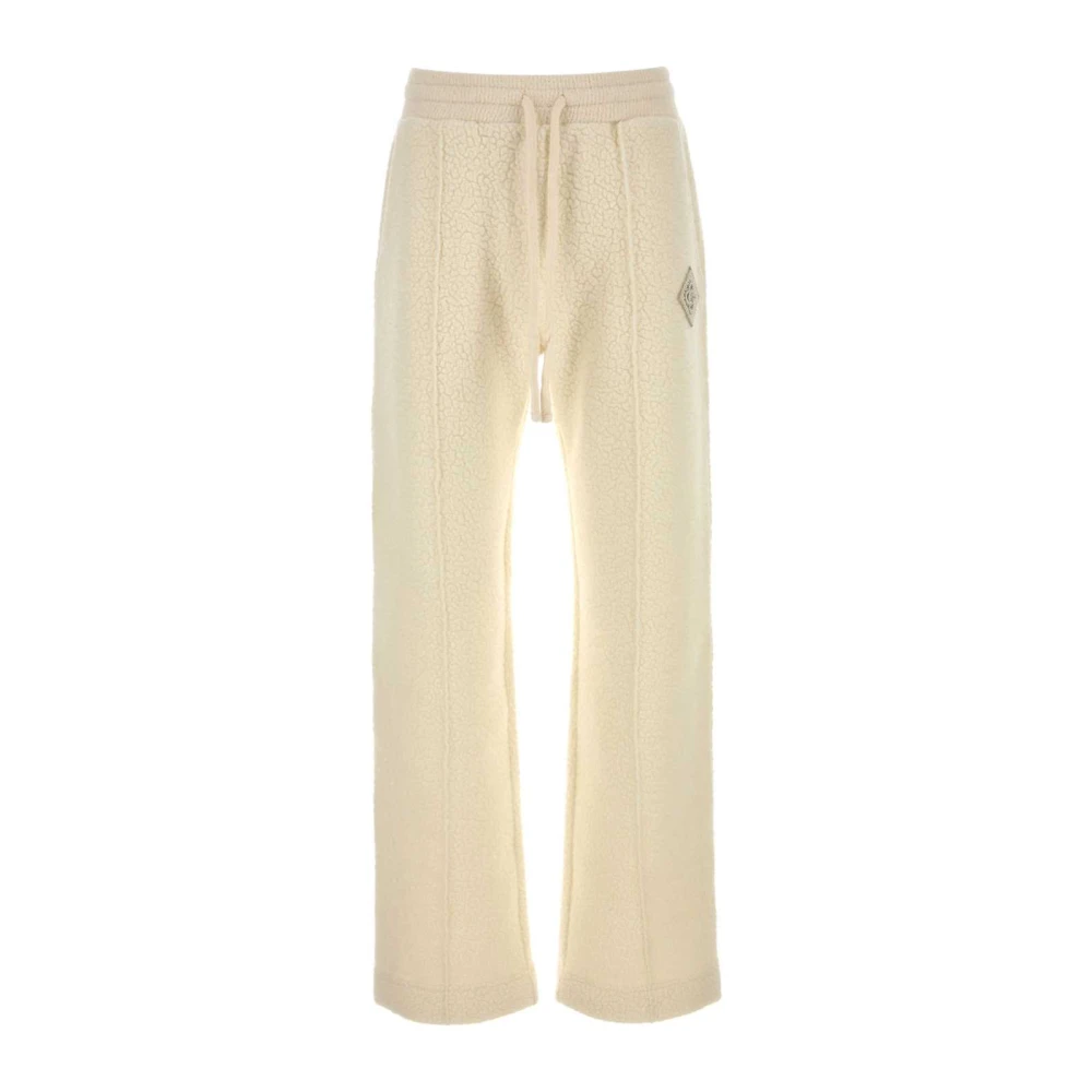 Casablanca Men's White Sweatpants, L, Ivory Teddy Joggers