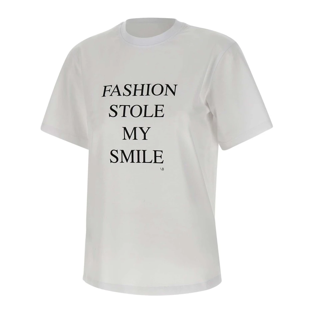 Victoria Beckham Wit Katoenen T-shirt met Logo White Dames