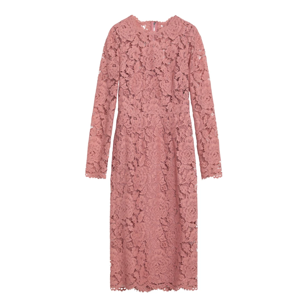 Dolce & Gabbana Lange Damesjurk Elegante Stijl Pink Dames