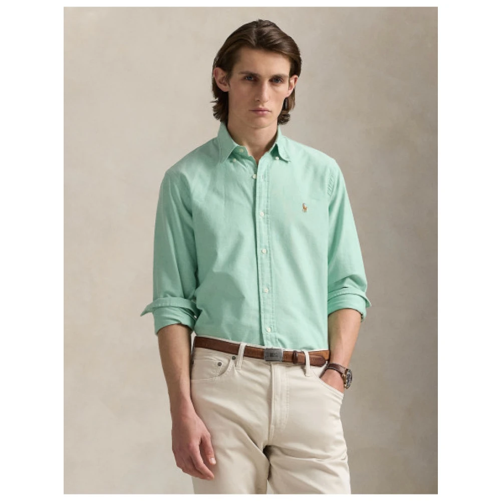 Polo Ralph Lauren Oxford Katoenen Overhemd met Polo Player Green Heren