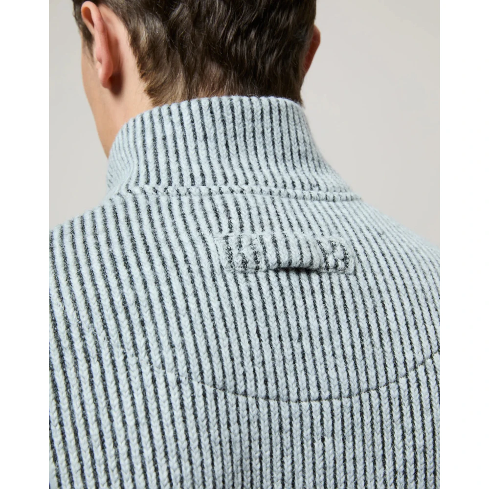 Brixtol Textiles Grijze Gebreide Jas met Tweewegrits Gray Heren