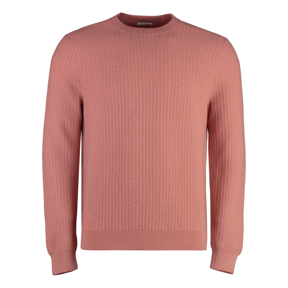 Malo Geribbelde gebreide kasjmierwol trui Pink Heren
