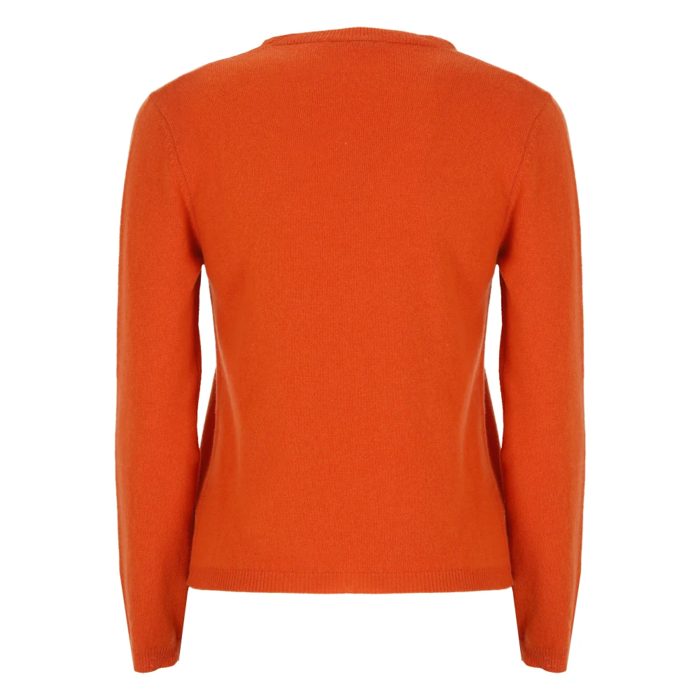 Kangra Kasjmier Oranje Trui Vrouwen Ronde Hals Orange Dames