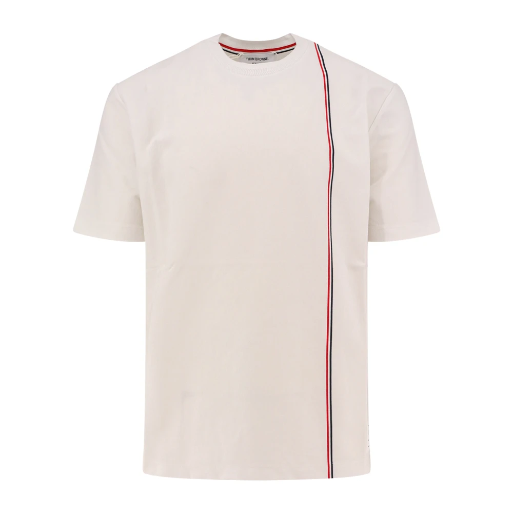 Thom Browne Iconische Gestreepte Katoenen T-shirt White Heren