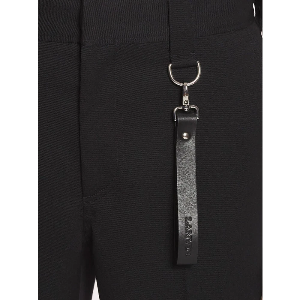 Lanvin Zwarte wollen rechte pasvorm broek Black Heren