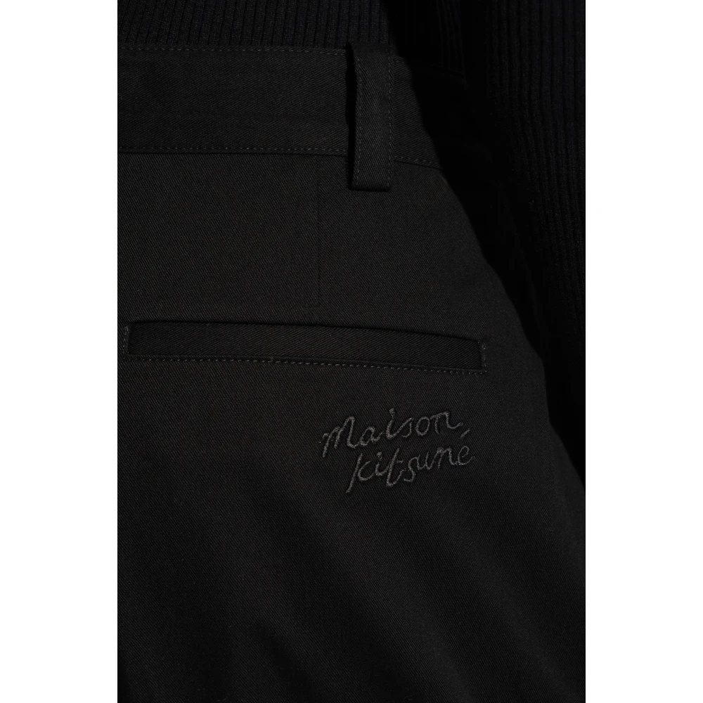 Maison Kitsuné Wijde geplooide broek Black Dames