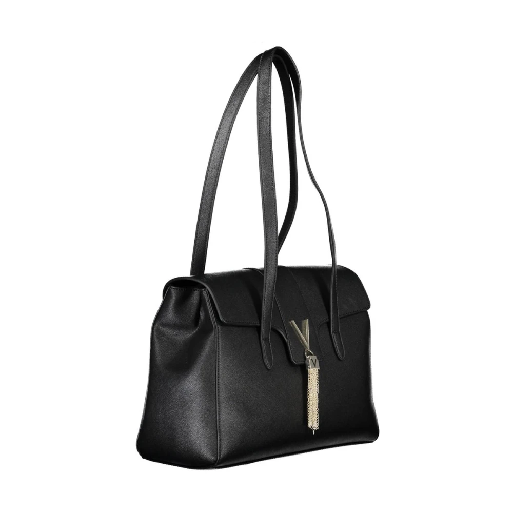 Valentino by Mario Valentino Zwarte polyethyleen schoudertas met contrastdetails Black Dames