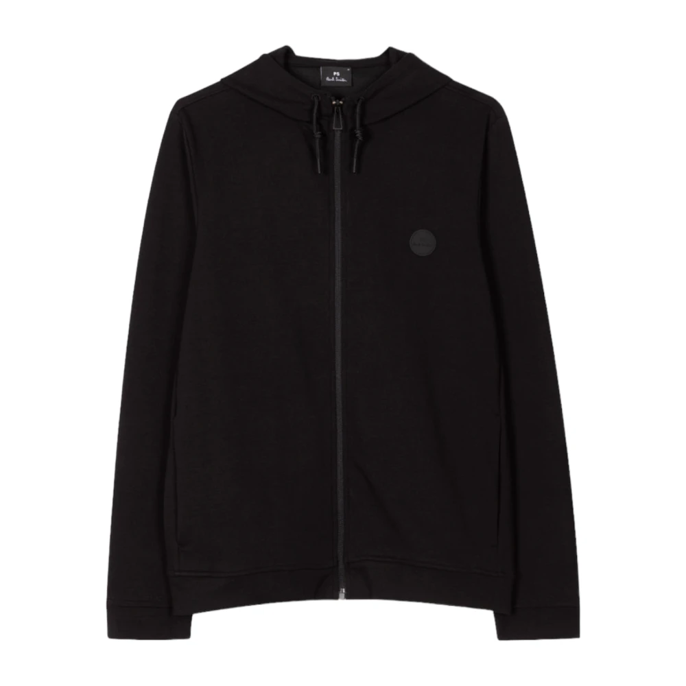 PS By Paul Smith Svart Bomullsblandning Dragkedja Hoodie Black, Herr