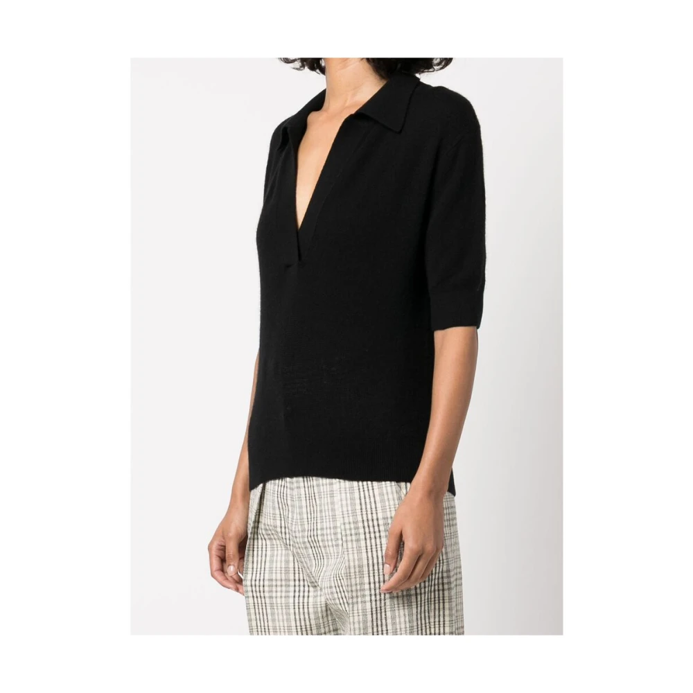 Khaite Zwarte Cashmere V-Hals Trui Black Dames