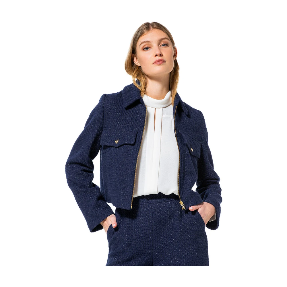 Caroline Biss Korte Lurex Vest Blue Dames