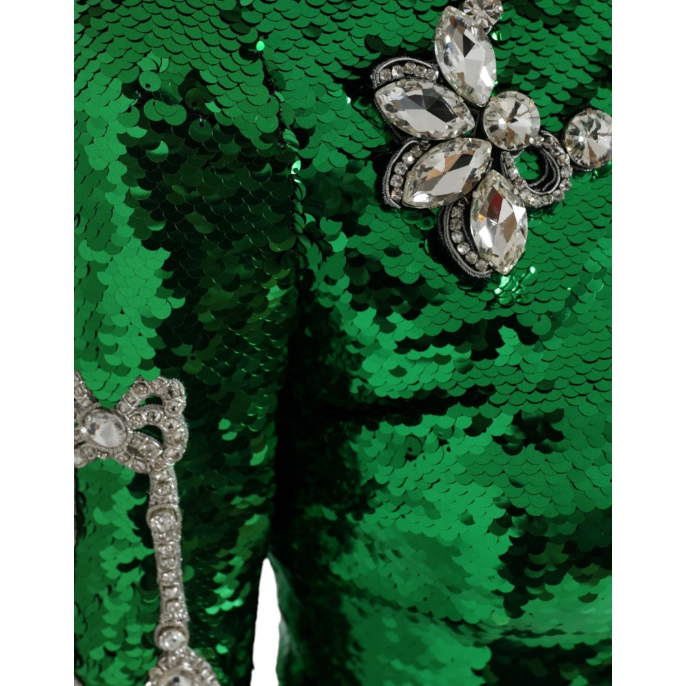 Dolce & Gabbana Groene Sequin Swarovski Kristal Jurk Green Dames