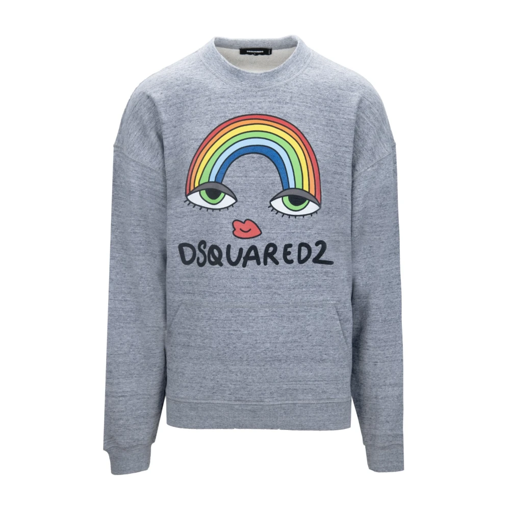 Dsquared2 Heren Pullover Sweatshirt met Ribbed Trim Gray Heren