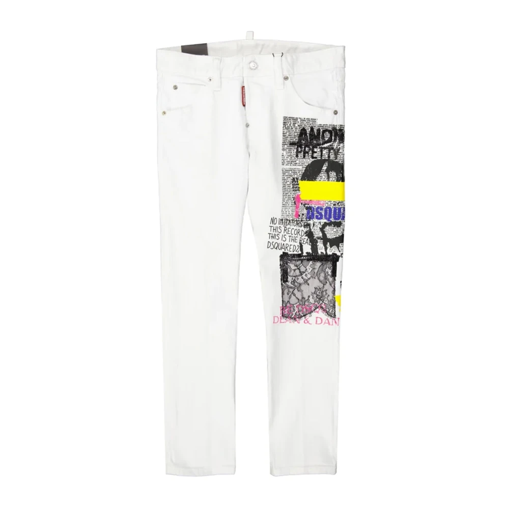 Dsquared2 Denim Jeans met riemlussen en vijf zakken White Dames