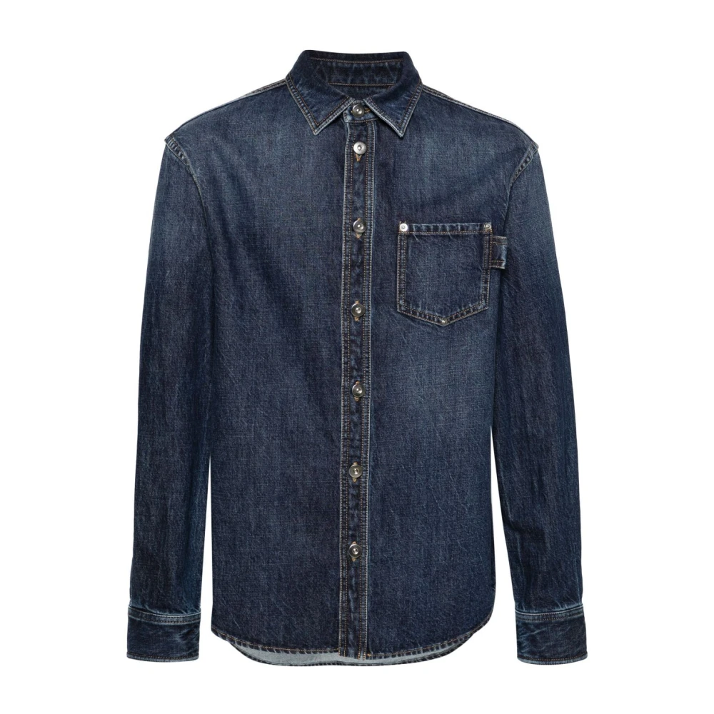 Bottega Veneta Indigo Denim Shirt Klassieke Kraag Blue Heren