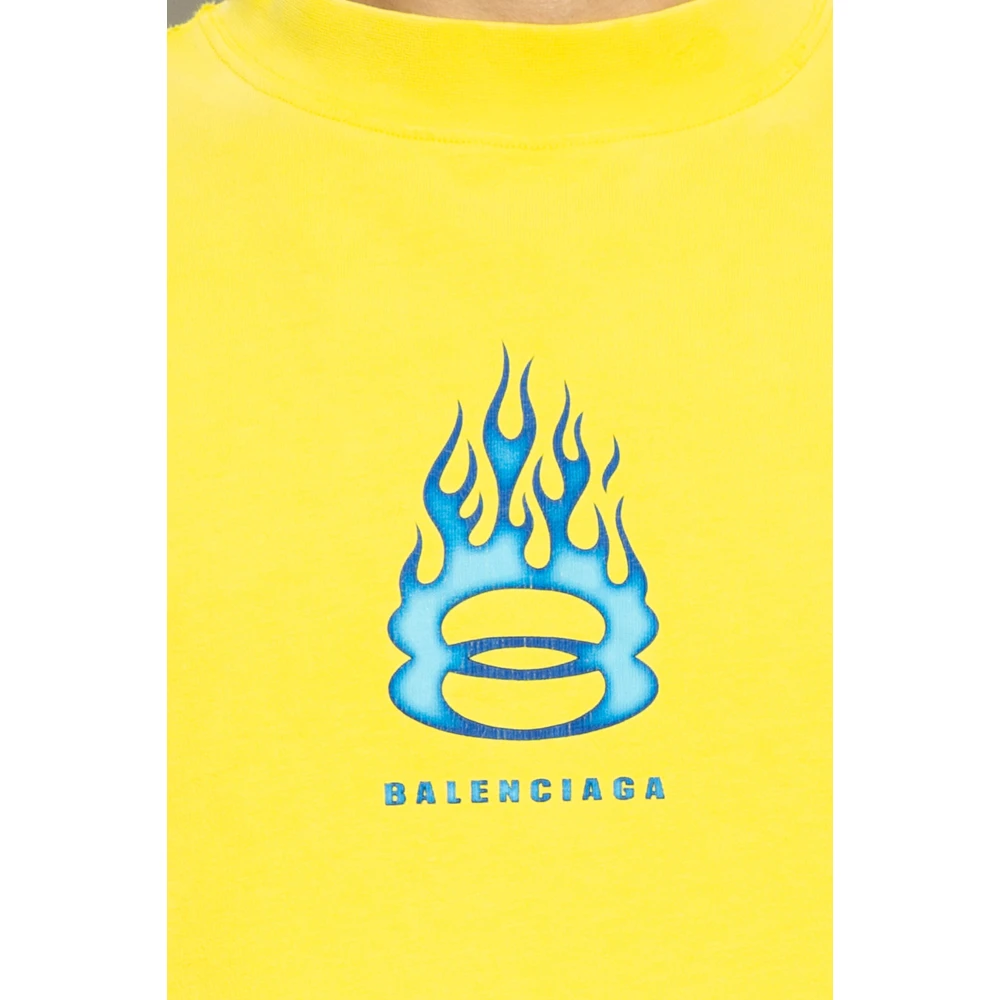 Balenciaga T-shirt met logo Yellow Heren