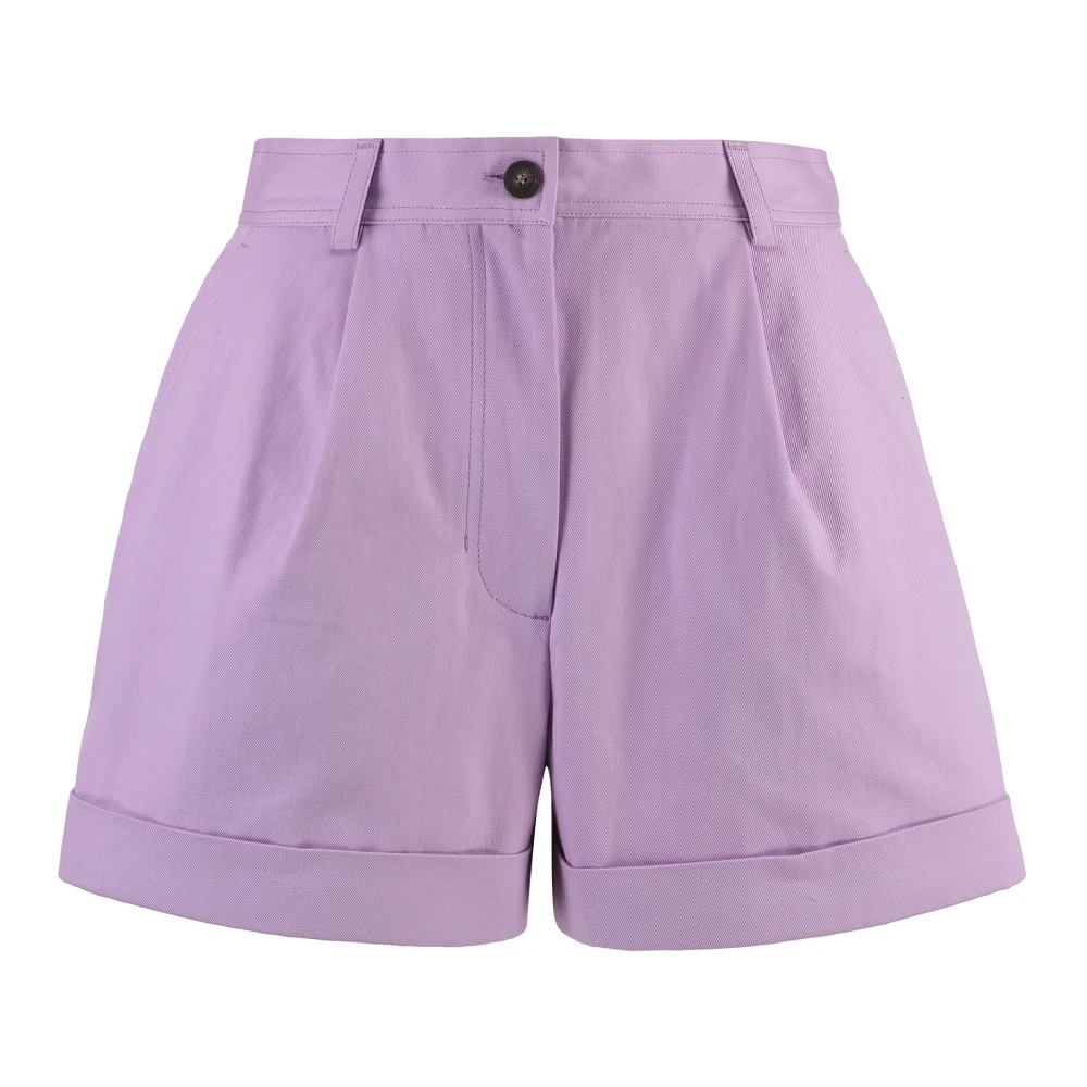 Maison Kitsuné Katoenen shorts met omslagmanchetten Purple Dames