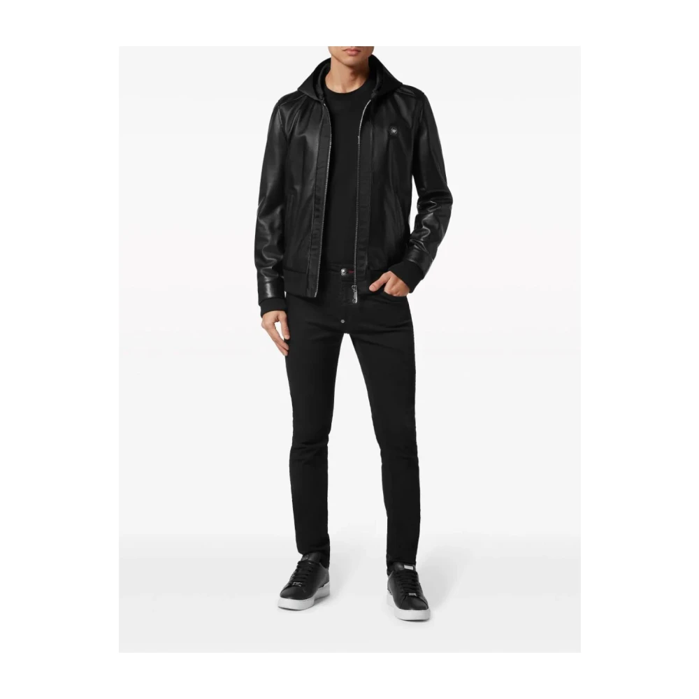 Philipp Plein Zwarte Hooded Bomberjas voor Mannen Black Heren