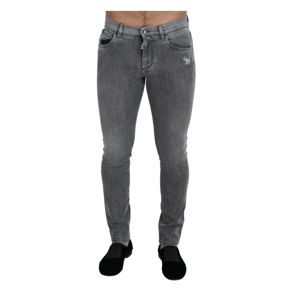 Dolce & Gabbana Elegant Grå Tvättad Denim Jeans Gray, Herr