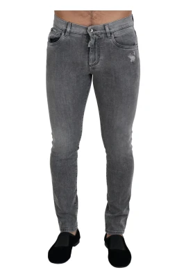 Elegant Grå Tvättad Denim Jeans