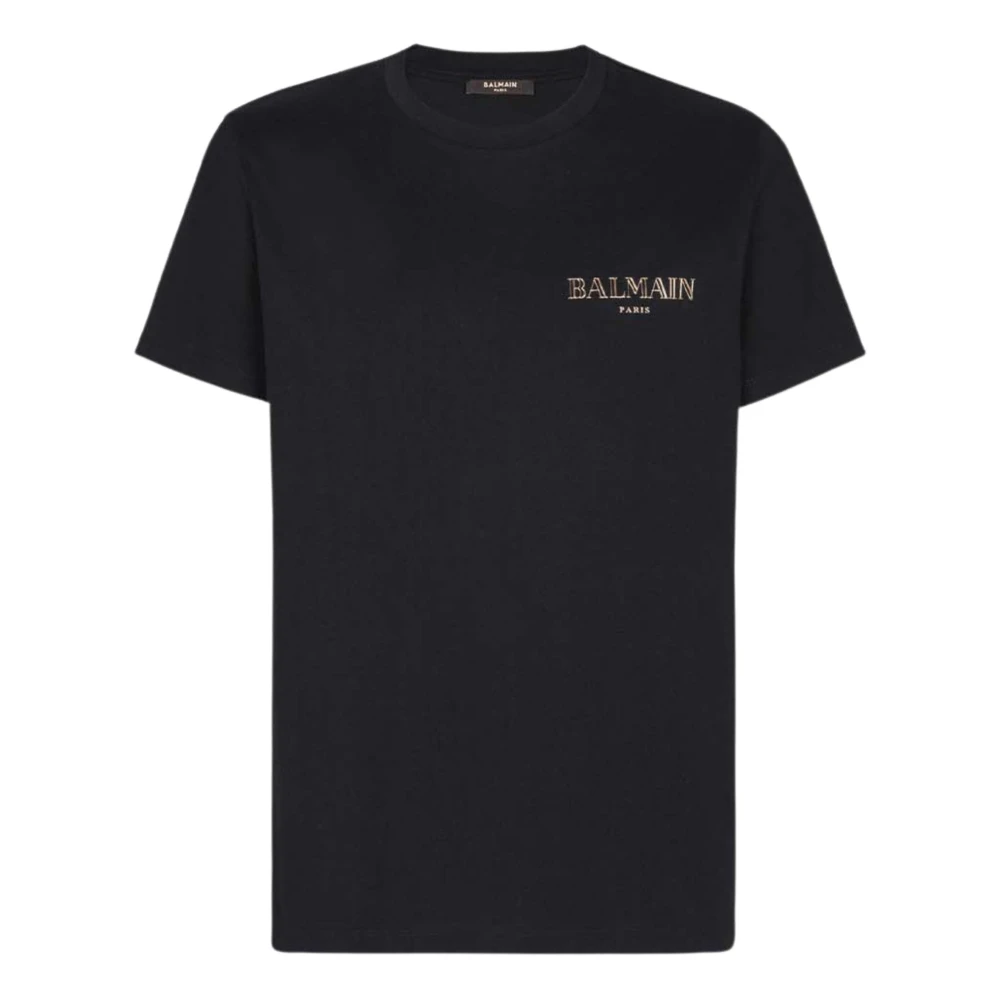Balmain Black Logo-Appliqué Cotton T-Shirt - Male - T-Shirts - S - Tops