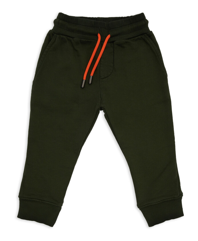 pantalon-enfant-en-coton-polaire-vert-uni