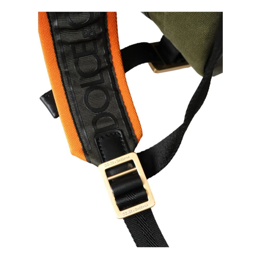 Dolce & Gabbana Militair Groene Patchwork Rugzak met Leren Details Green Heren