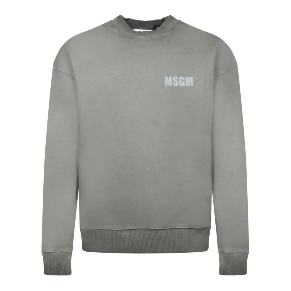 Msgm Donkergrijze Sweatshirt met Fosforescerend Logo Black Heren