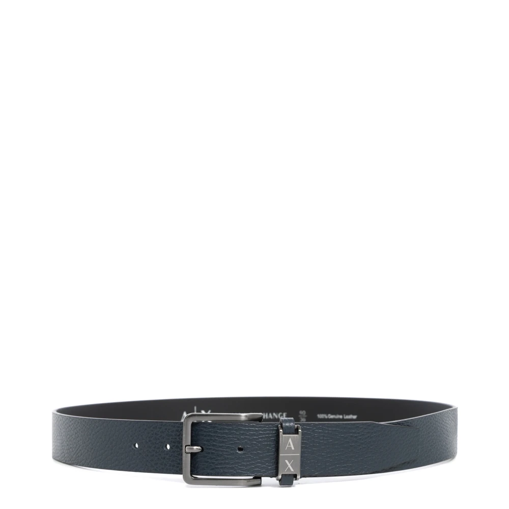 Armani Exchange Eenvoudige Logo Gesp Riem Blue Heren
