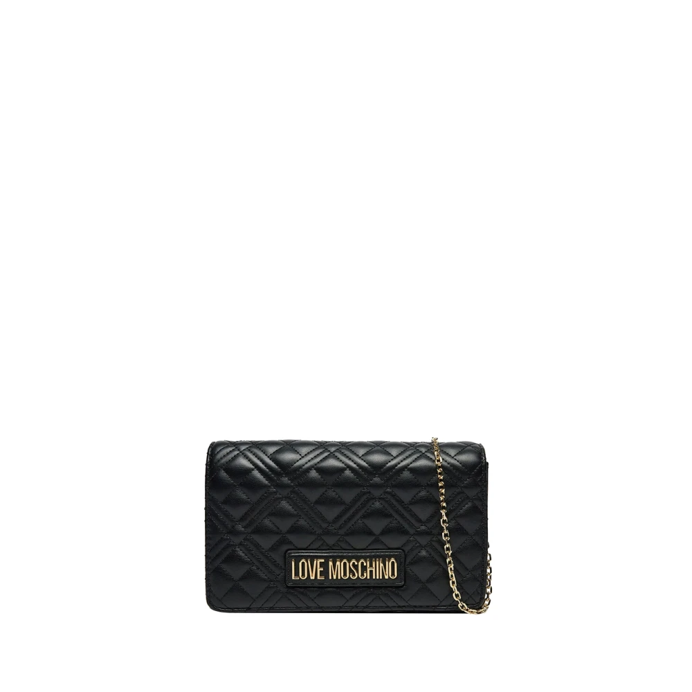 Moschino Zwarte schoudertas met gouden details Black Dames