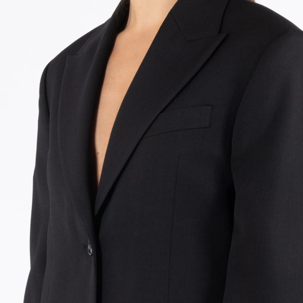 Acne Studios Zwarte Oversized Single-Breasted Jas Black Dames