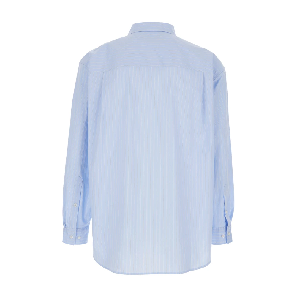 Dunst Blauw Gestreept Overhemd met Geborduurd Logo Blue Heren