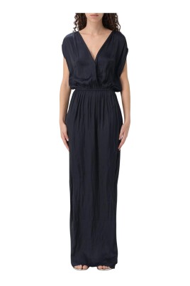 bla-v-neck-midi-kjole-med-ruffled-hem