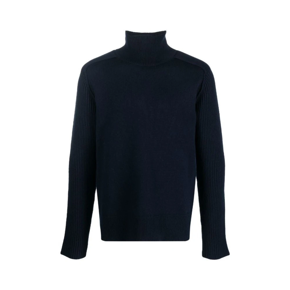 Jil Sander Mannelijk Blauw Truien & Vesten Heren, S, Wol, Wollen Trui Met Lange Mouwen